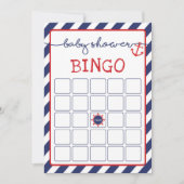 Invitation Baby shower de Bingo Nautique Jeu Marine Rouge (Devant)