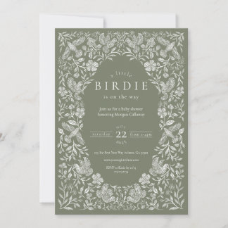 Invitation Baby shower de Birdie Floral Vert Sage