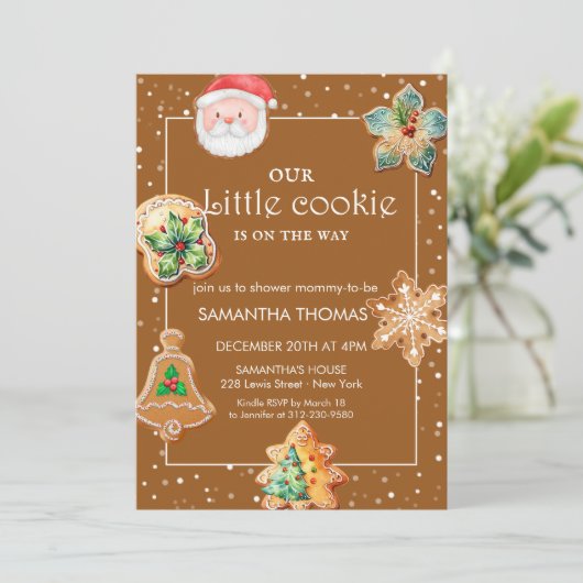 Invitation Baby shower de biscuits de Noël (Debout devant)