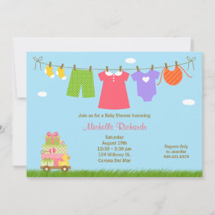 Invitation Baby shower de blanchisserie rose