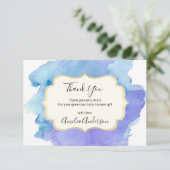 Invitation baby shower de bleu blanc MERCI d'eau (Debout devant)