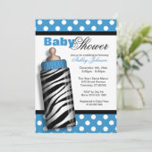 Invitation Baby shower de bleu de biberon d'impression de (Debout devant)