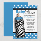 Invitation Baby shower de bleu de biberon d'impression de (Devant / Derrière)