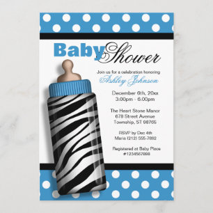 Invitation Baby shower de bleu de biberon d'impression de