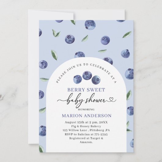 Invitation Baby shower de bleuet d'aquarelle (Devant)