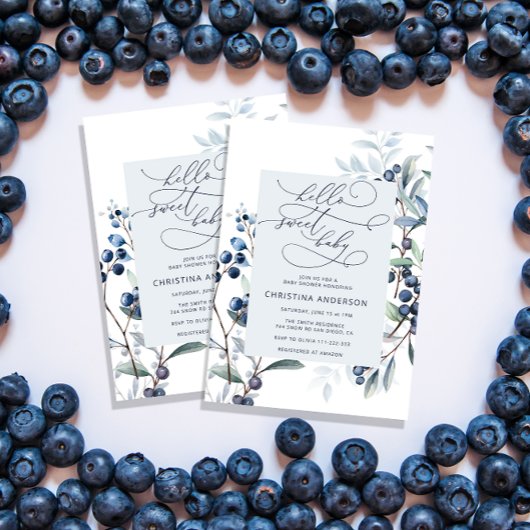 Invitation Baby shower de bleuets d'aquarelle