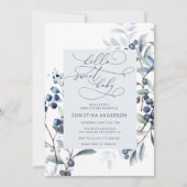 Invitation Baby shower de bleuets d'aquarelle (Devant)