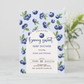 Invitation Baby shower de bleuets doux aux baies (Debout devant)