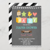 Invitation baby shower de bloc de construction (Devant / Derrière)
