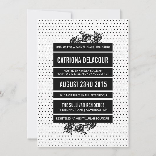 Invitation Baby shower de blocage de couleur noir (Devant)