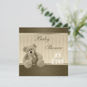 Invitation Baby shower de blocs de construction en bois Vinta (Debout devant)