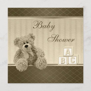 Invitation Baby shower de blocs de construction en bois Vinta