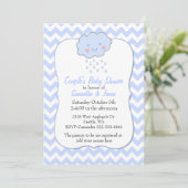 Invitation Baby shower de Blue Chevron Couple (Debout devant)