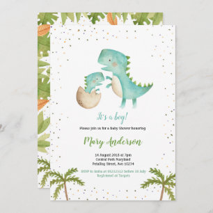 Invitation Baby shower de Blue Mint Boy Dinosaur