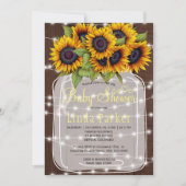 Invitation baby shower de bocal en bois de grange Brown rusti (Devant)