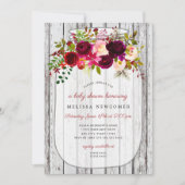 Invitation Baby shower de bocal en bois rustique (Devant)