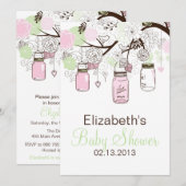 Invitation Baby shower de bocaux de Monnaie Rose V (Devant / Derrière)