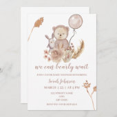 invitation baby shower de boho bear (Devant / Derrière)