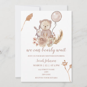 invitation baby shower de boho bear
