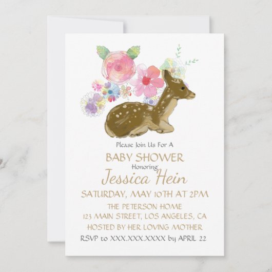 Invitation Baby shower de Boho de Bois Floral Doux (Devant)