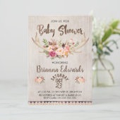 Invitation Baby shower de Boho Floral Antlers (Debout devant)