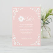 Invitation Baby shower de Boho Floral Daisy rose (Debout devant)