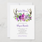 Invitation Baby shower de Boho Floral Violet (Devant)