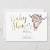 Invitation Baby shower de Boho Or Crâne de vache F (Devant)