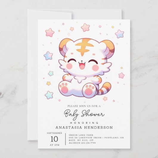 Invitation Baby shower de Boho Tiger (Devant)
