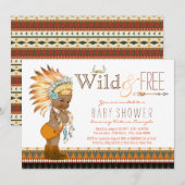 Invitation Baby shower de Boho Tribal Boho d'Afrique américai (Devant / Derrière)