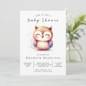 Invitation Baby shower de Boho Wild Owl (Debout devant)