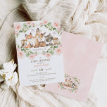 Invitation Baby shower de bois à cadre fleuri pour filles<br><div class="desc">Filles Floral Frame Baby shower de bois douce forêt douce invitation baby shower fille avec cinq mignons animaux de bois entourés d'un cadre rose fleuri. Idéal pour quelqu'un à la recherche d'une invitation à baby shower pour bébés filles à thème boisé mignonne.</div>