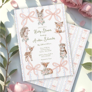 Invitation Baby shower de bois à ruban Coquette