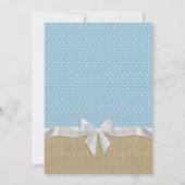 Invitation Baby shower de bois bleu cerfs et burlap (Dos)