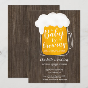 Invitation baby shower de bois brun brun brun pour bébé amusa