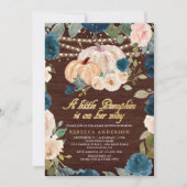 Invitation Baby shower de bois Citrouille de la marine Blue P (Devant)