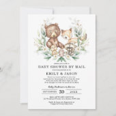 Invitation Baby shower De Bois Cute Par Mail Greenery Gold (Devant)