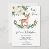 Invitation Baby shower de bois de la faune de cerf blanc ivoi (Devant)