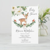 Invitation Baby shower de bois de la faune de cerf blanc ivoi (Debout devant)