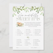 Invitation Baby shower de bois Fox Candy Guider Game Card (Devant)