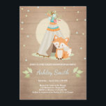 Invitation baby shower de bois Fox Teepee pow wow<br><div class="desc">♥ Un invitation baby shower mignon et amusant pour un Baby shower à thème boisé.</div>