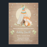 Invitation baby shower de bois Fox Teepee pow wow<br><div class="desc">♥ Un invitation baby shower mignon et amusant pour un Baby shower à thème boisé.</div>