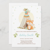 Invitation baby shower de bois Fox Teepee pow wow (Devant / Derrière)