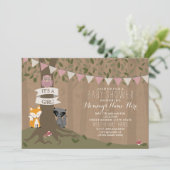 Invitation Baby shower de bois inspiré Cardstock - Fille (Debout devant)