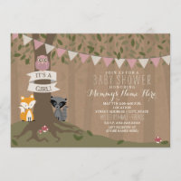 Baby shower de bois inspiré Cardstock - Fille