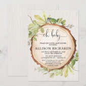 Invitation Baby shower de bois rustique neutre pour les femme (Devant / Derrière)