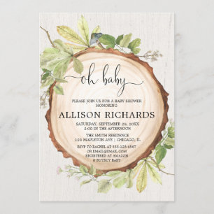Invitation Baby shower de bois rustique neutre pour les femme