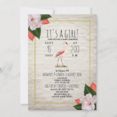 Invitation Baby shower de bois tropical du Flamant rose de br (Devant)