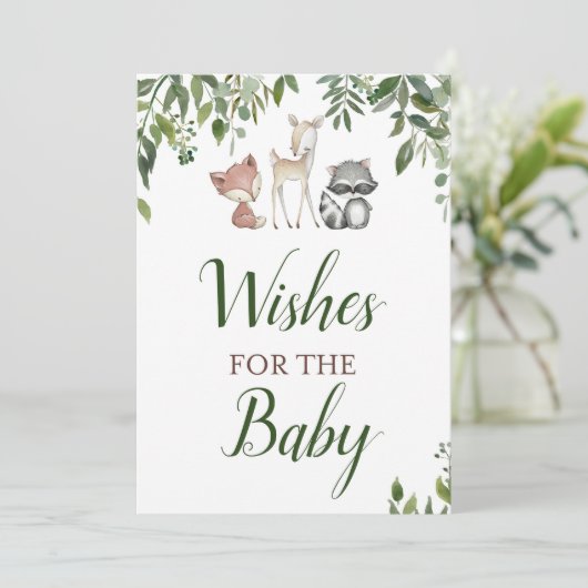 Invitation Baby shower de bois - Voeux pour bébé signe 5x7 (Debout devant)