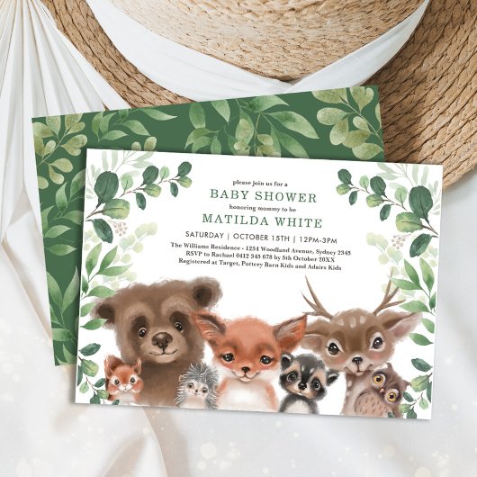 Invitation Baby shower de bois Whimsical Forêt de verdure